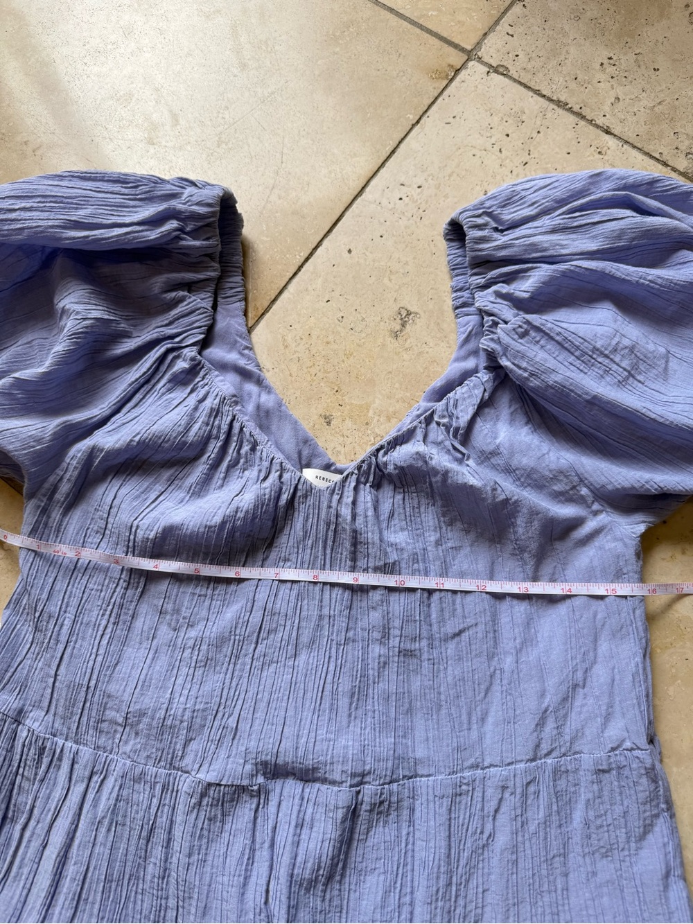 Lavender Puff Sleeve Crinkle Dress